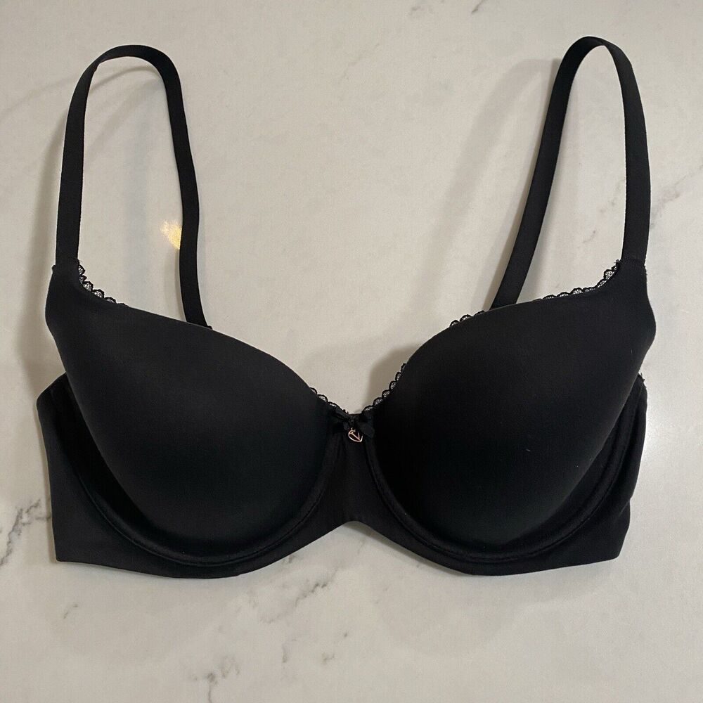 Victoria secret Bra Black lightly lined Demi 34DD Goth Grunge Sexy Minimalist